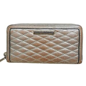 Rebecca Minkoff Quilted Ava Zip Around Wallet Womens OS Gold Metallic Leather